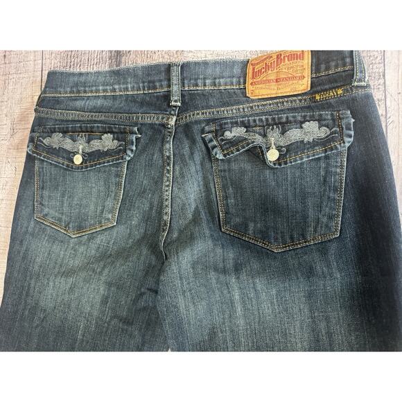 Lucky Brand Womens Zoe Boot Low Rise Jean Pants Flap Pockets Embroidered Size 12 - Picture 7 of 11